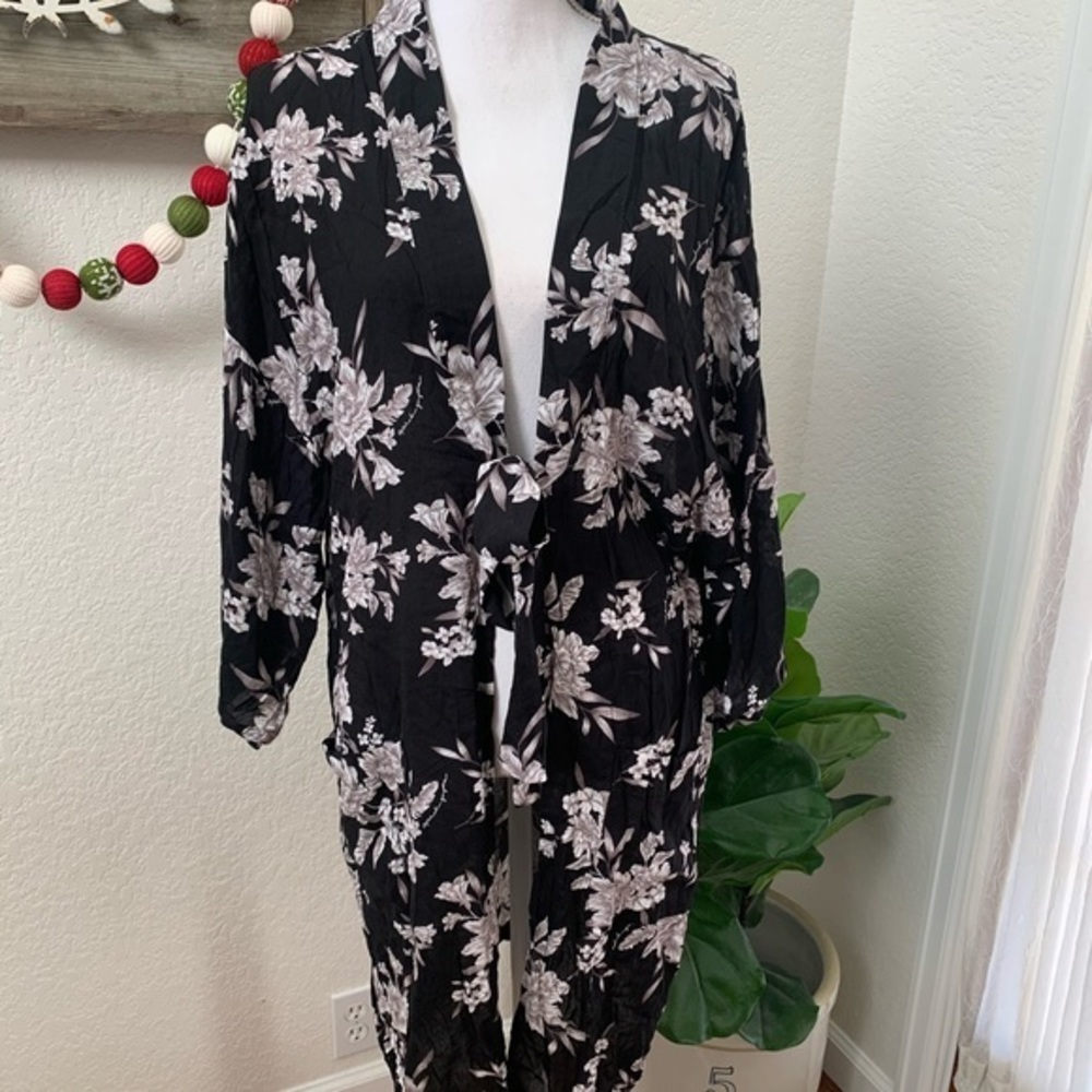 Spiritual gangster‎ floral tie kimono cover up OS